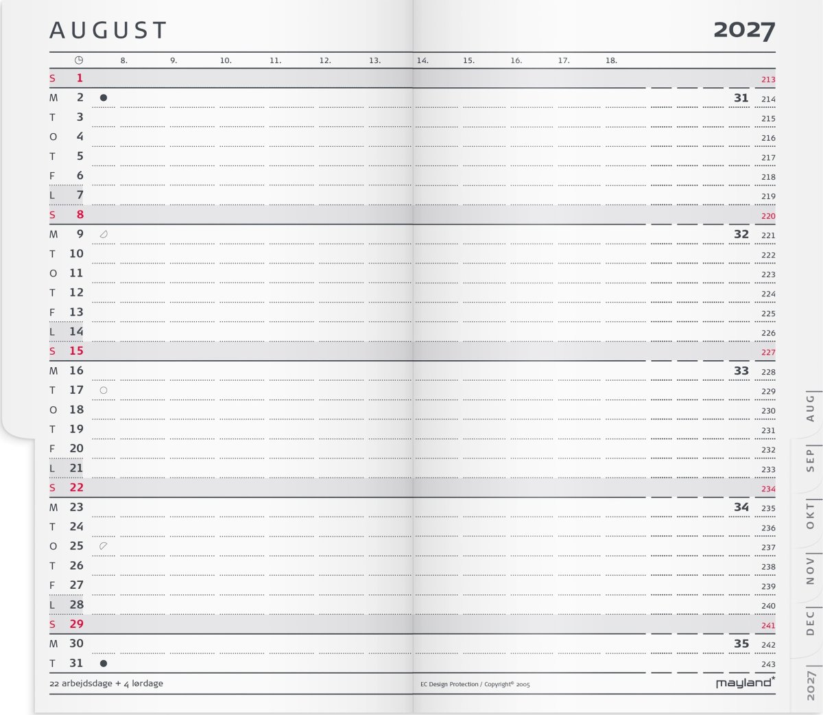 Mayland 2027 Kalender, Index Planner Mini refill