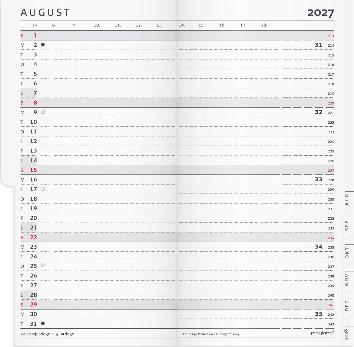 Mayland 2027 Kalender, Index Planner refill + tlf.