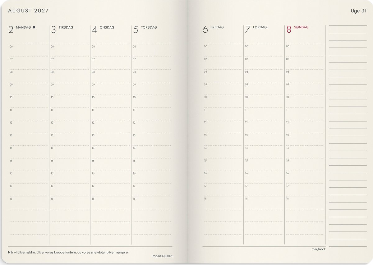 Mayland 2027 Kalender, Forma Deluxe høj., A5, brun