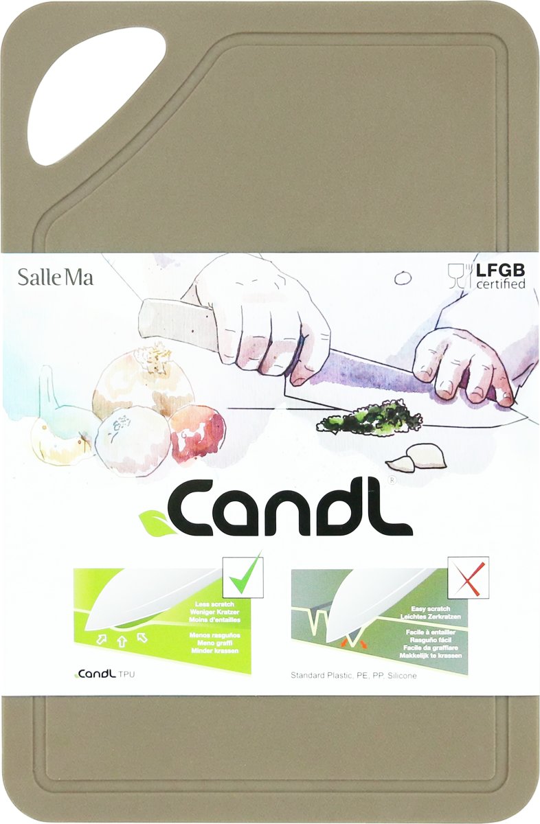 Candl TPU Skærebræt, 26x17 cm, varm grå
