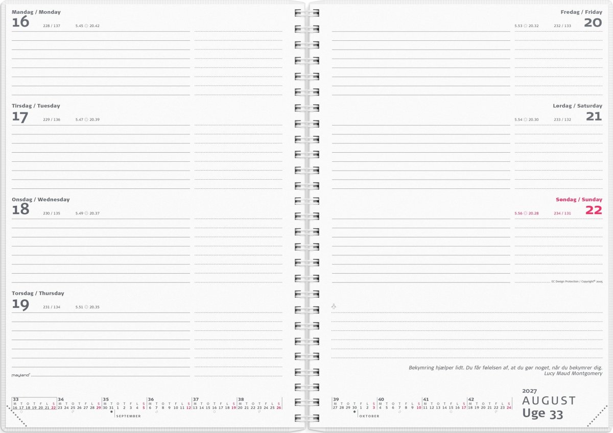 Mayland 2027 Kalender, International, 4 ill.