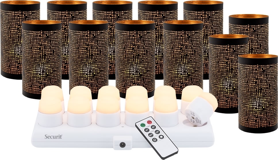 Securit® IBIZA metalstager m/hvid LED, 12 stk