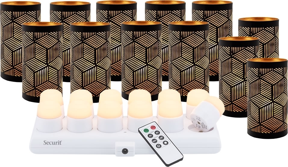 Securit® SANTORINI metalstager m/hvid LED, 12 stk