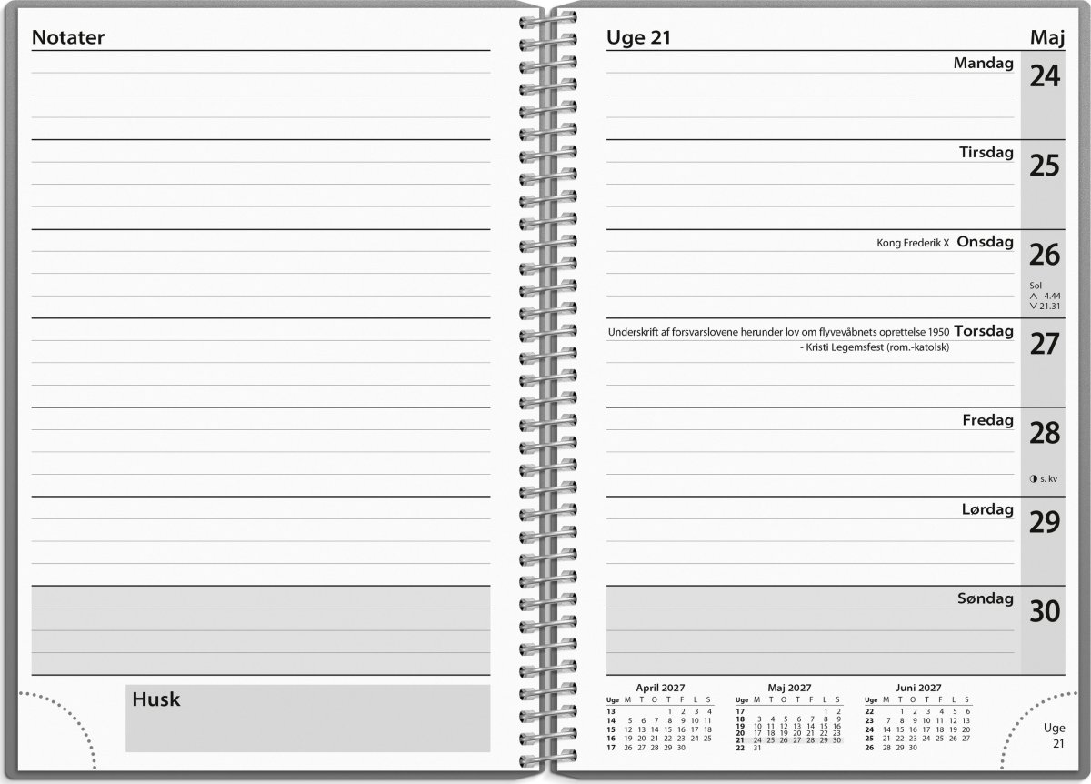 Mayland 2027 Kalender, uge, tværformat