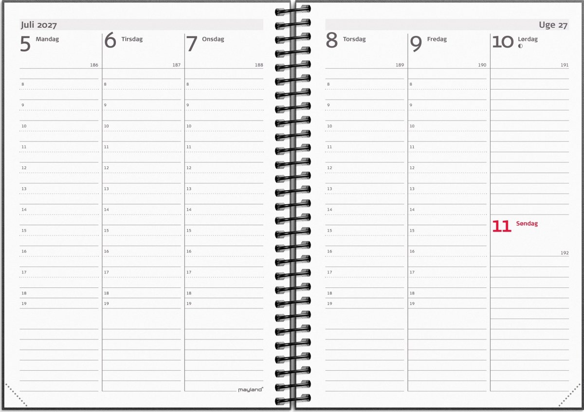 Mayland 2027 Kalender, Weekly, højf., gen.karton