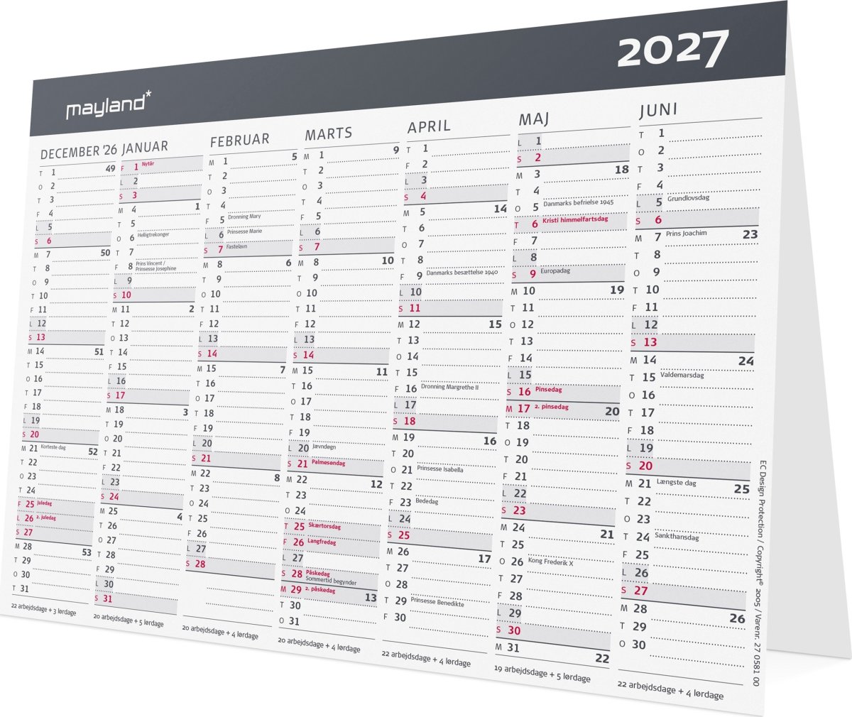 Mayland 2027 Kontor Bordkalender