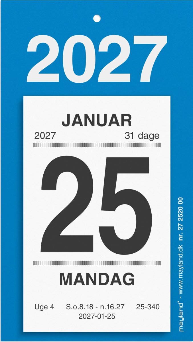 Mayland 2027 Afrivningskalender