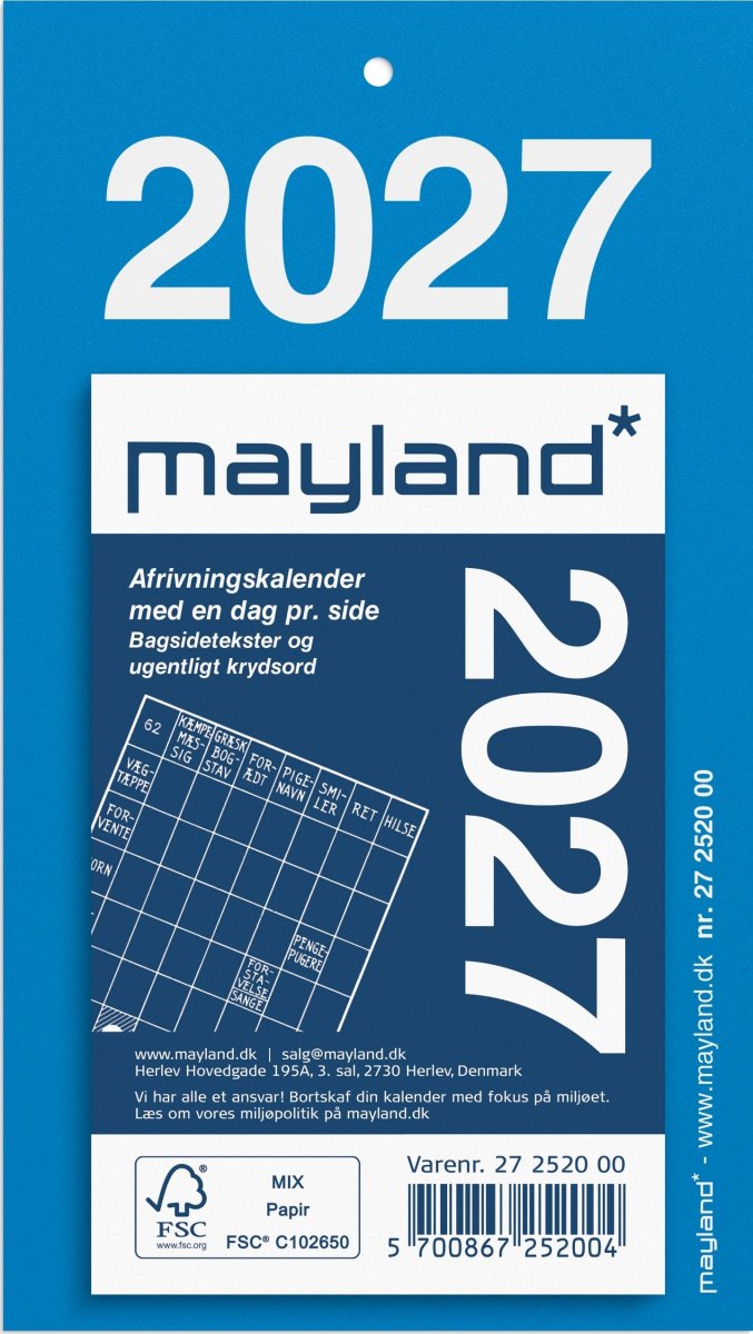 Mayland 2027 Afrivningskalender