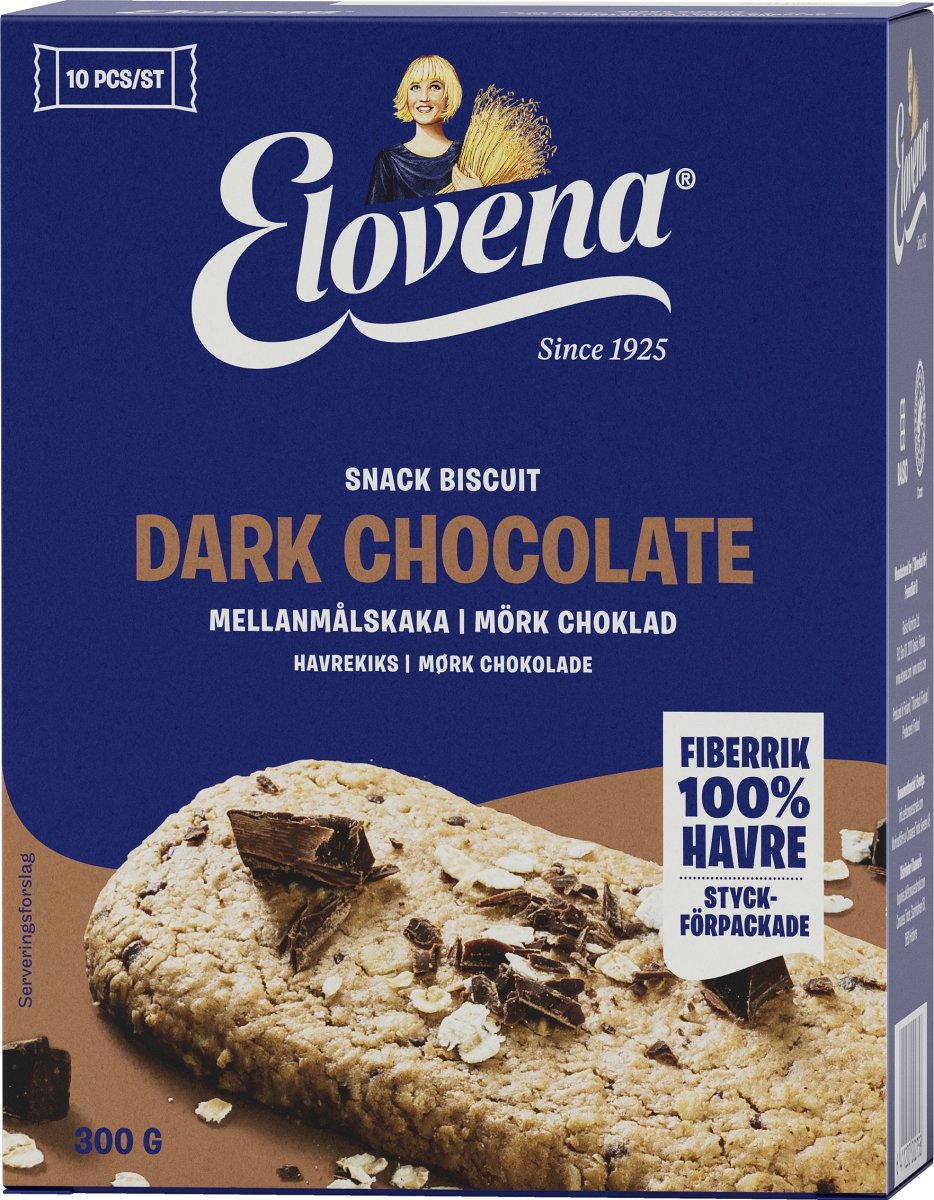 Elovena Biscuit Mørk Chokolade, 300 g