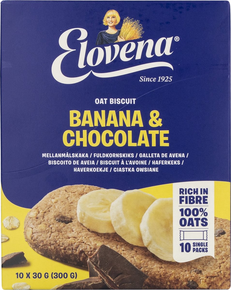 Elovena Biscuit Banan og Chokolade, 300 g