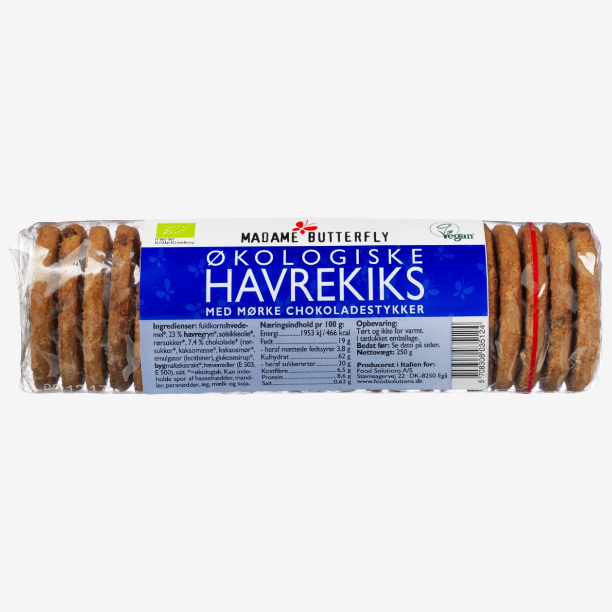 Madame Butterfly Øko Havrekiks m. chokolade, 250 g