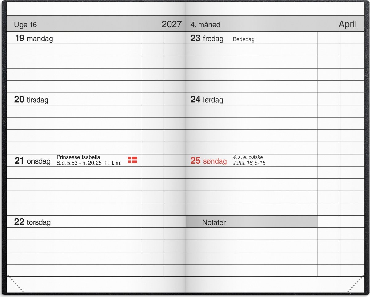 Mayland 2027 Lommekalender, kunstskind, sort