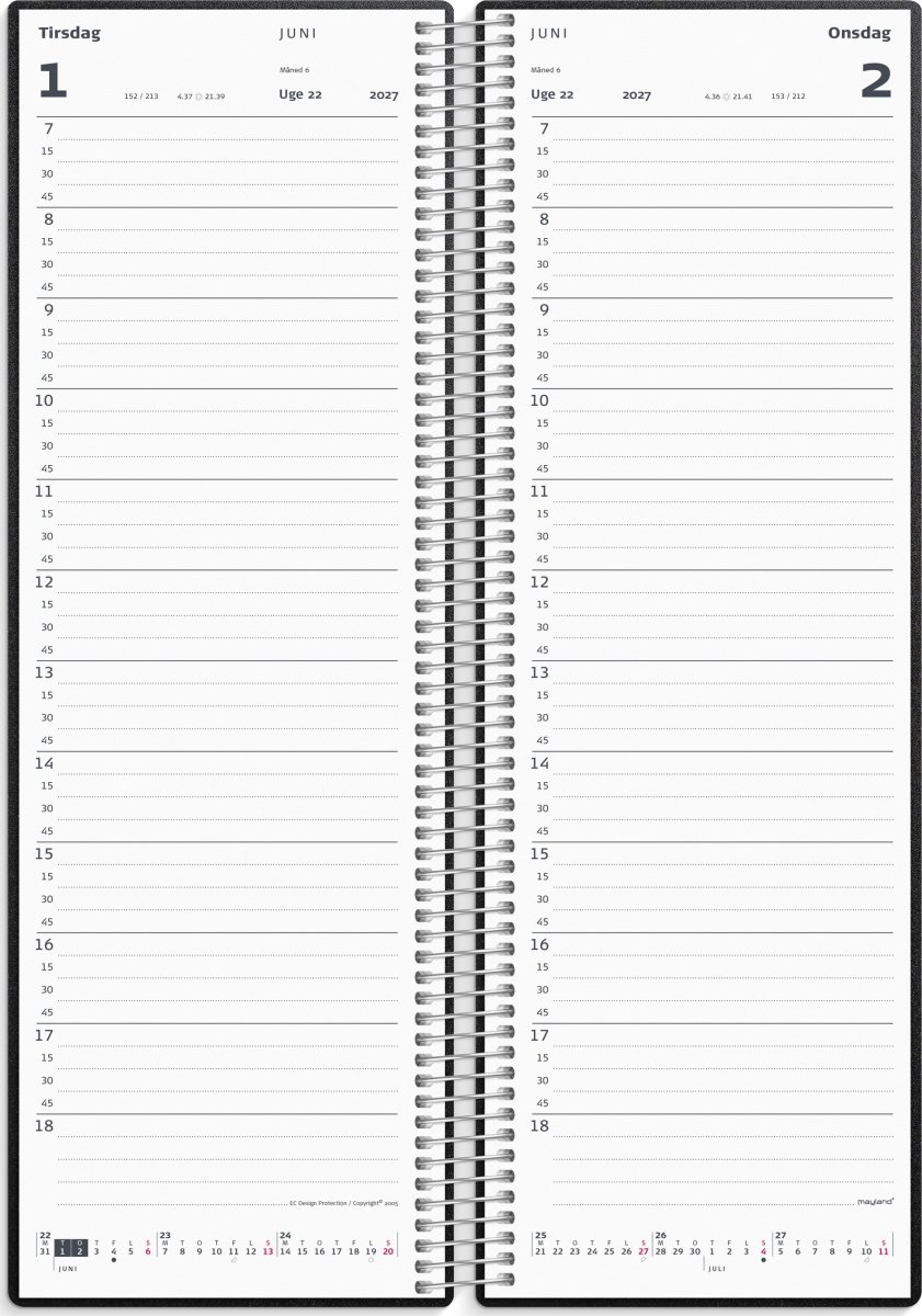 Mayland 2027 Spiralnoteringskalender