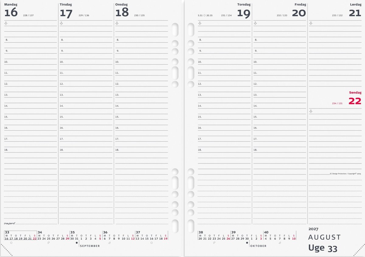 Mayland 2027 System A5 Ugekalender, højf., skind