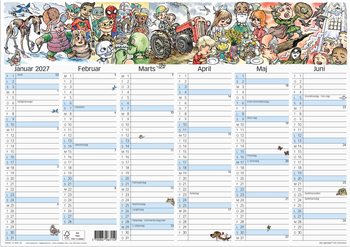 Mayland 2027 Vægkalender m. illustrationer