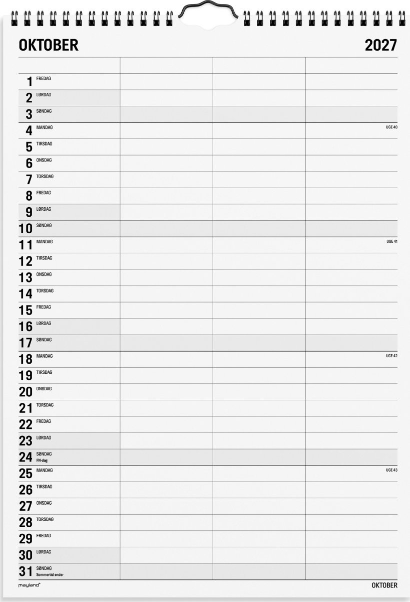 Mayland 2027 Vægkalender, Black & White, 3 kol.