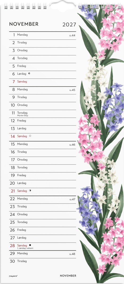 Mayland 2027 Vægkalender, blomster