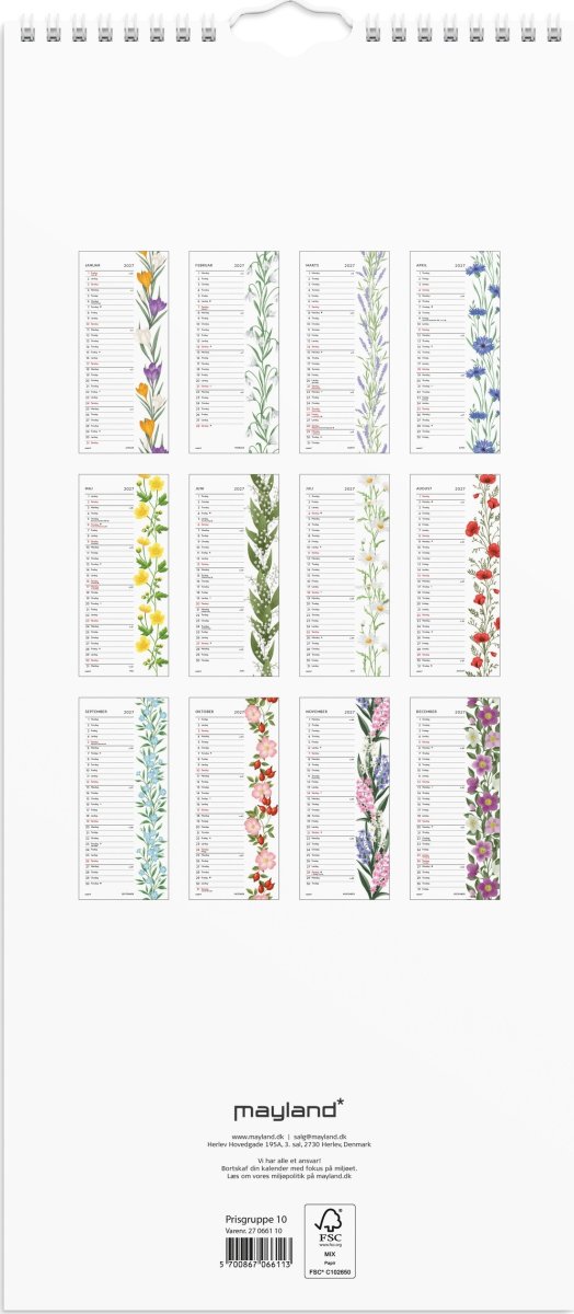 Mayland 2027 Vægkalender, blomster