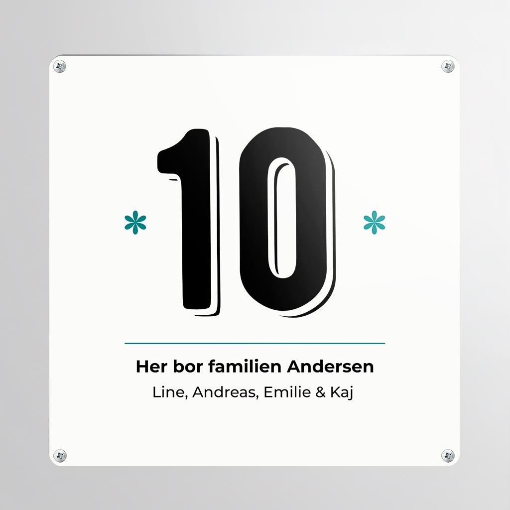 Skilt | Kvadrat | 20 x 20 cm | M. huller