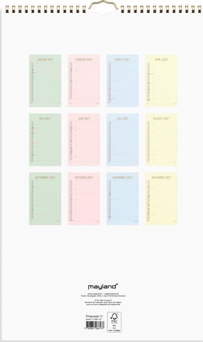 Mayland 2027 Vægkalender, Color, stor