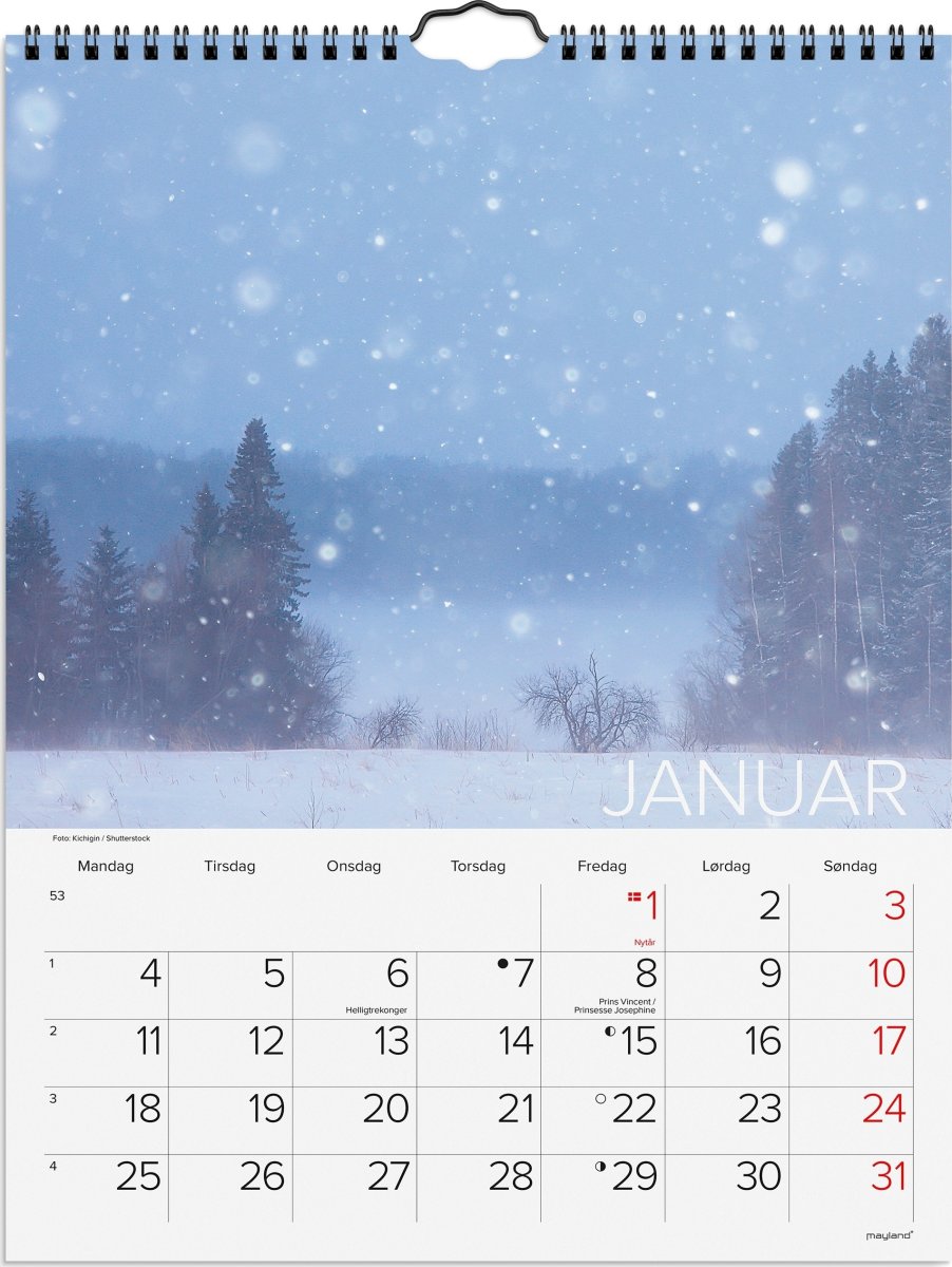 Mayland 2027 Vægkalender, dansk natur