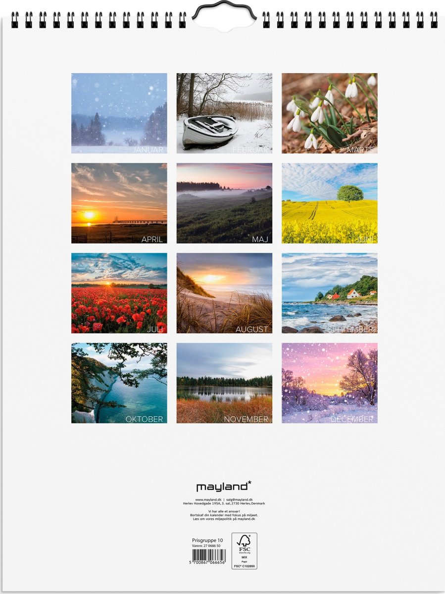 Mayland 2027 Vægkalender, dansk natur