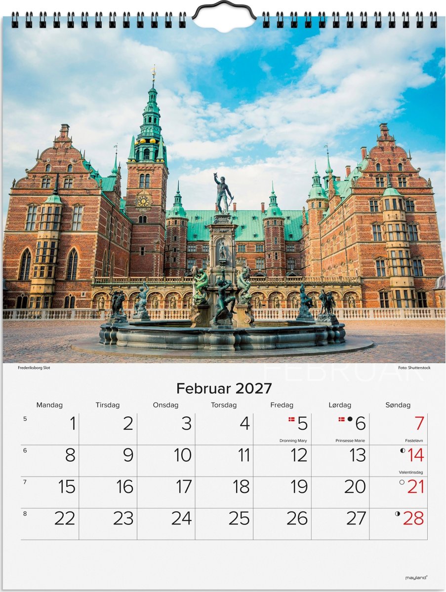 Mayland 2027 Vægkalender, danske slotte