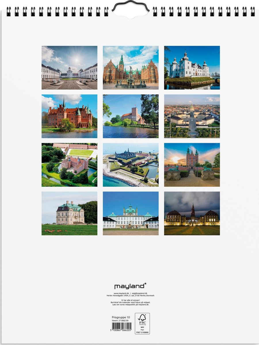 Mayland 2027 Vægkalender, danske slotte