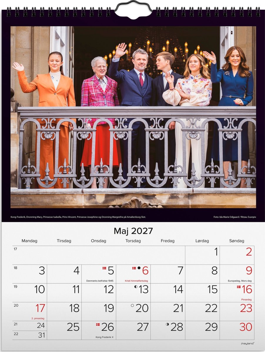 Mayland 2027 Vægkalender, kongehuset