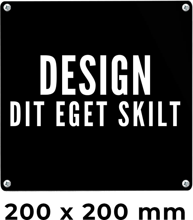 Skilt | Kvadrat | 20 x 20 cm | M. huller