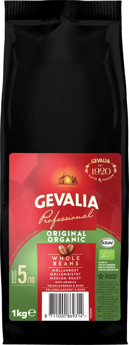 Gevalia Organic Helbønner, 1000g