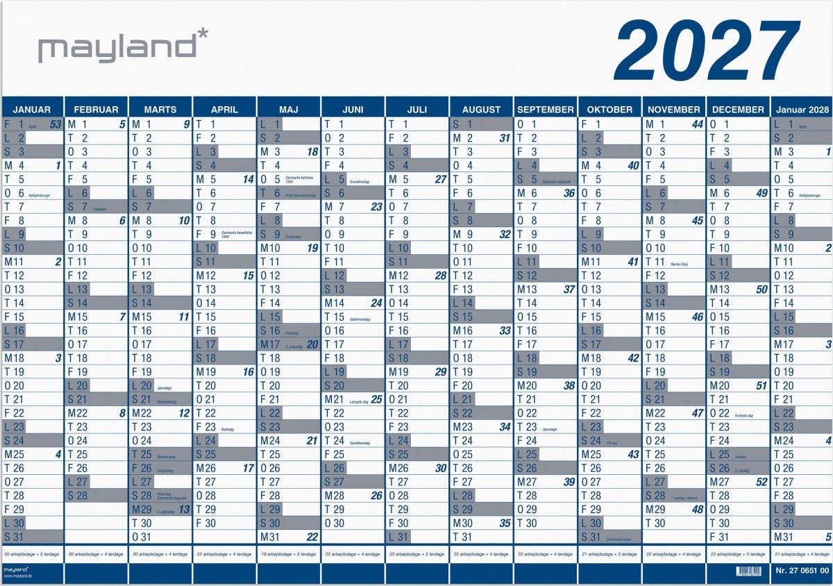 Mayland 2027 Kæmpekalender, 1x13 mdr., pose