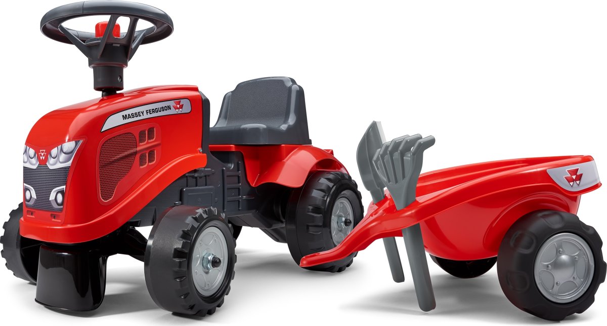 FALK Baby Massey Ferguson traktor m/trailer, rød
