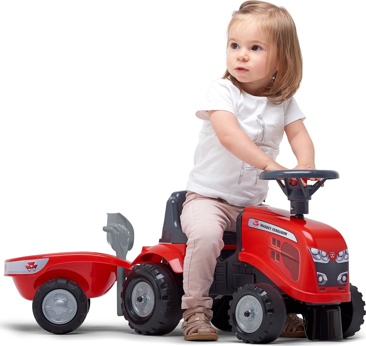 FALK Baby Massey Ferguson traktor m/trailer, rød