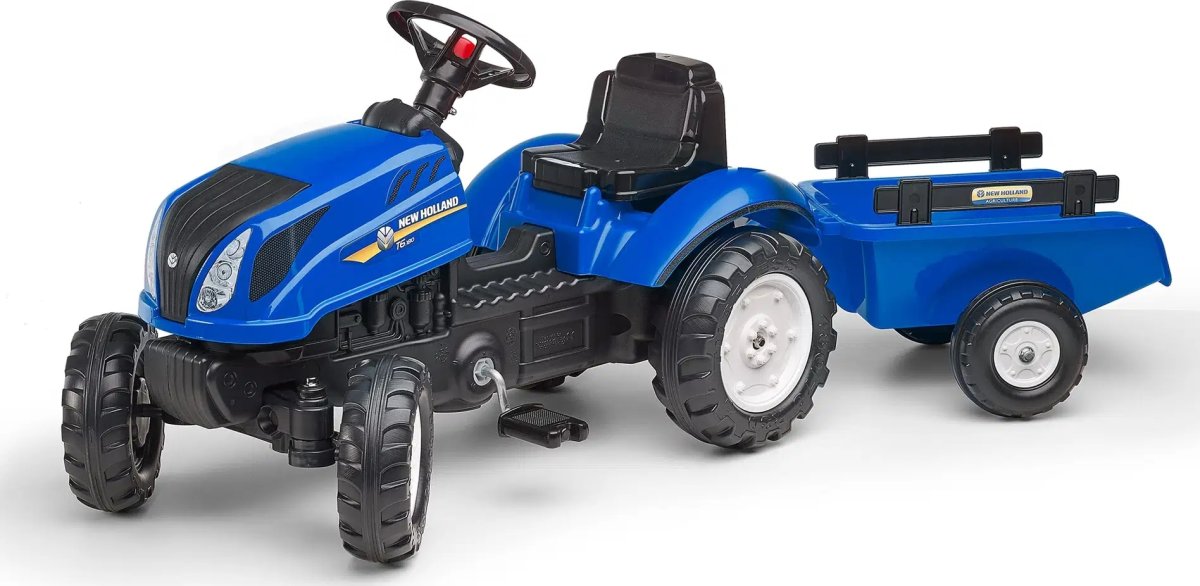 FALK New Holland traktor med vogn, blå