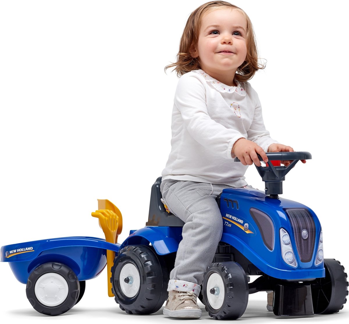 FALK Baby Massey Ferguson traktor m/trailer, blå