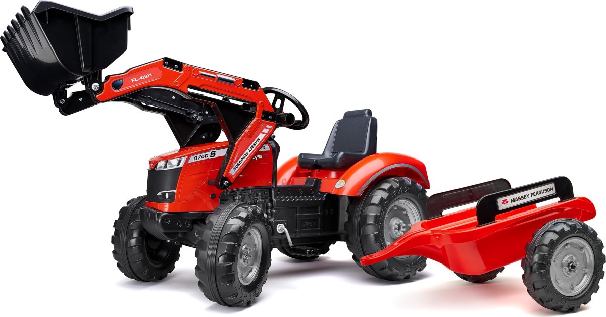 FALK Massey Ferguson frontlæsser m/vogn, rød