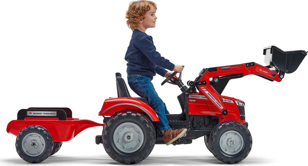 FALK Massey Ferguson frontlæsser m/vogn, rød