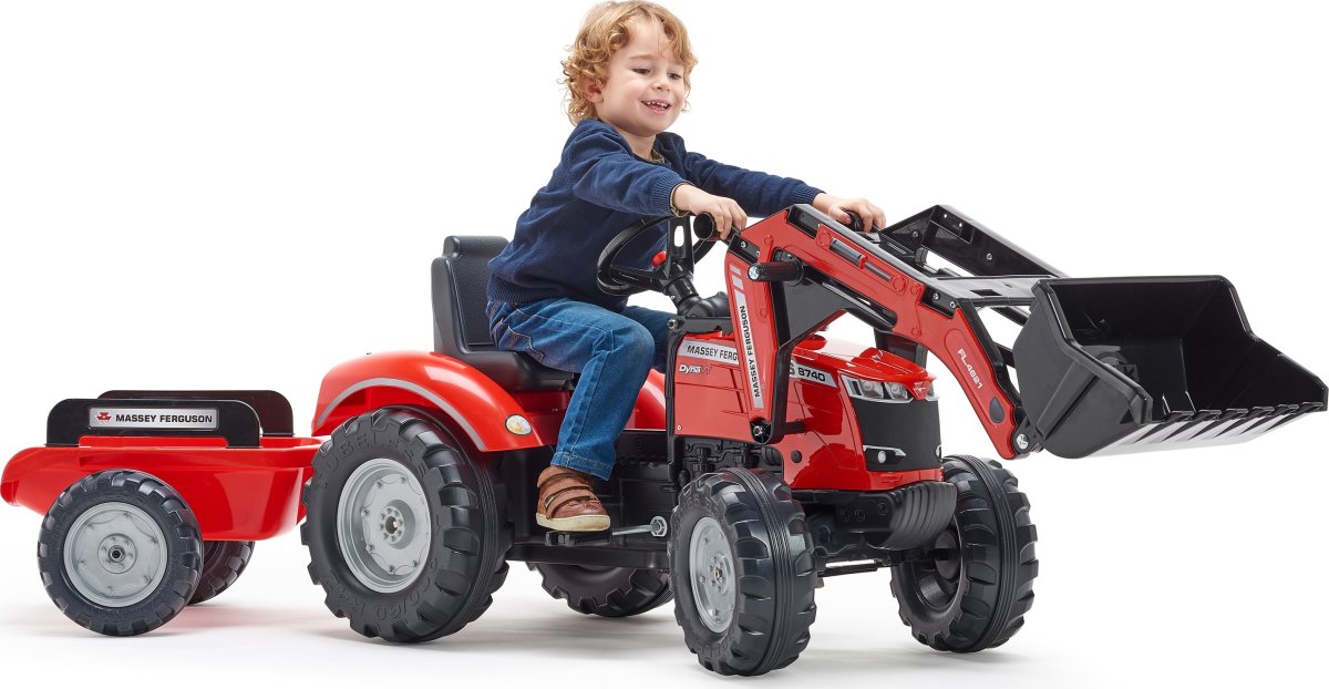 FALK Massey Ferguson frontlæsser m/vogn, rød