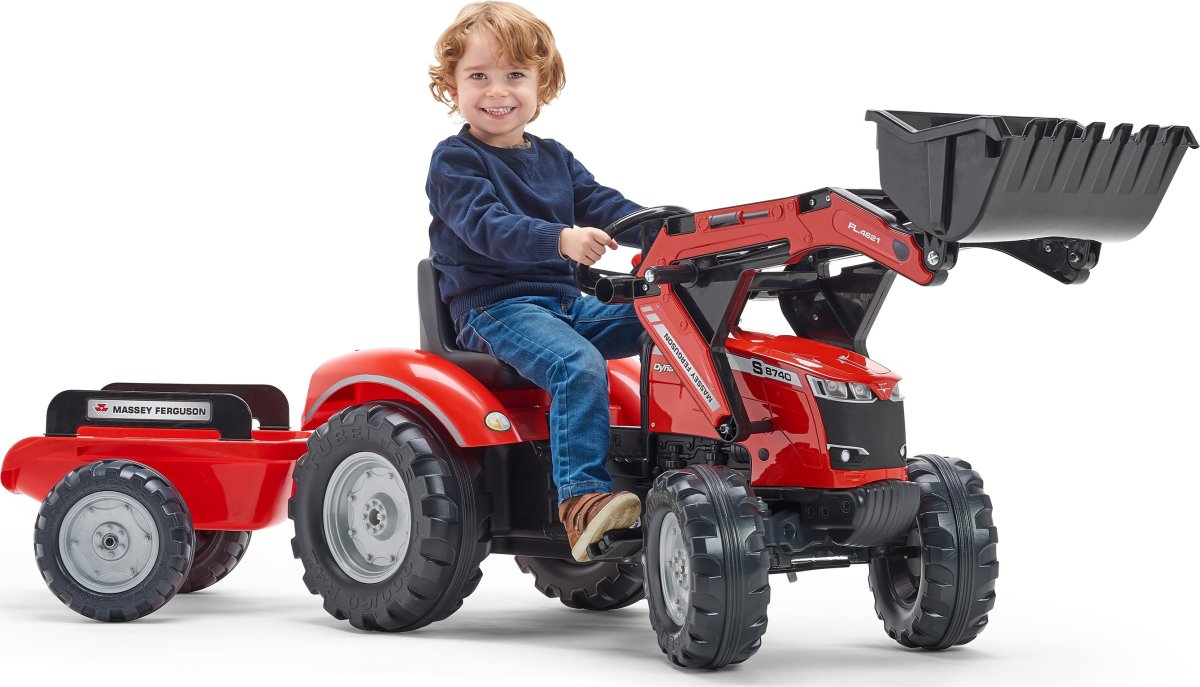 FALK Massey Ferguson frontlæsser m/vogn, rød