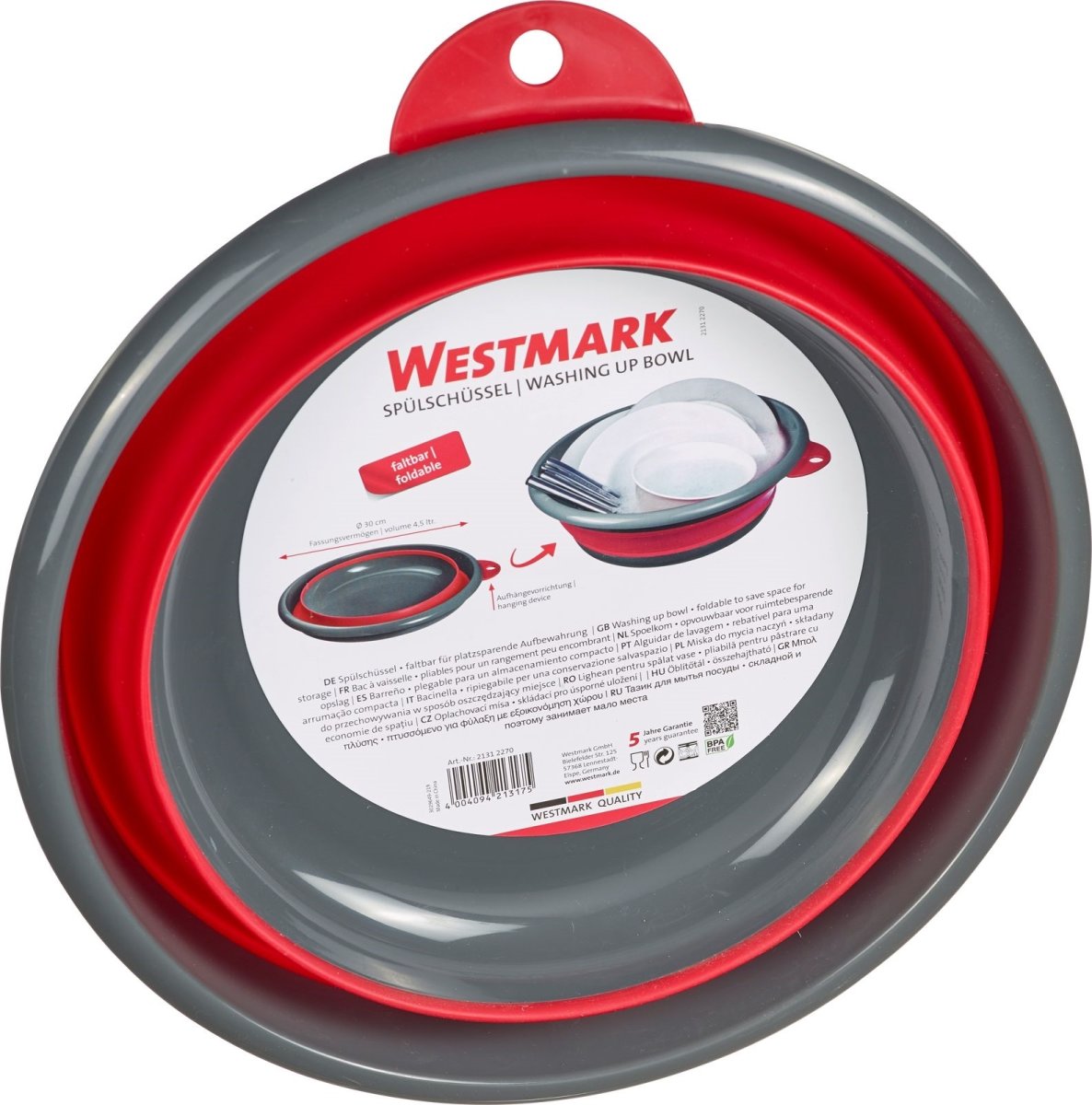 Westmark Balje, foldbar, grå/rød, 4,5L.