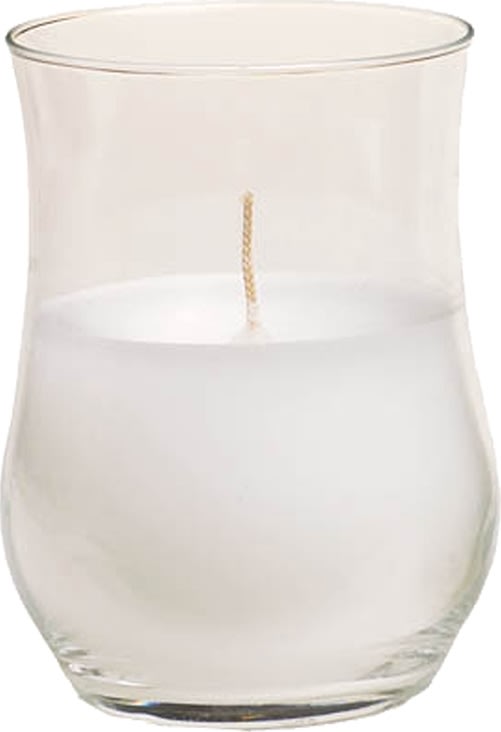 Tulipanglas/lysbowle, klart glas, hvid stearin