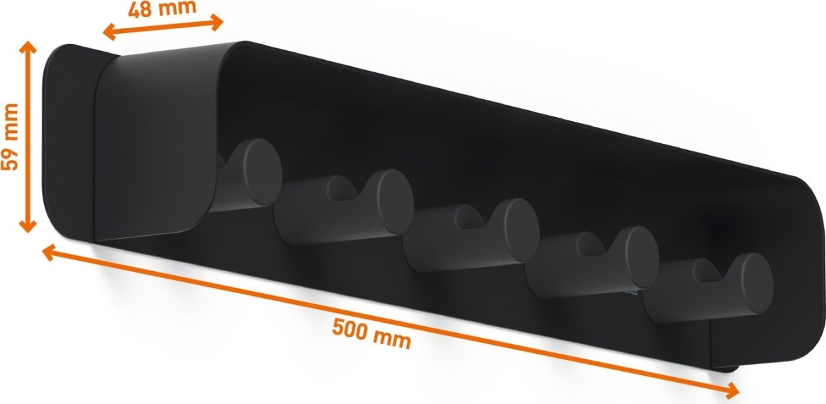 Durable Knagerække m. 5 knager DURASTORE®, sort