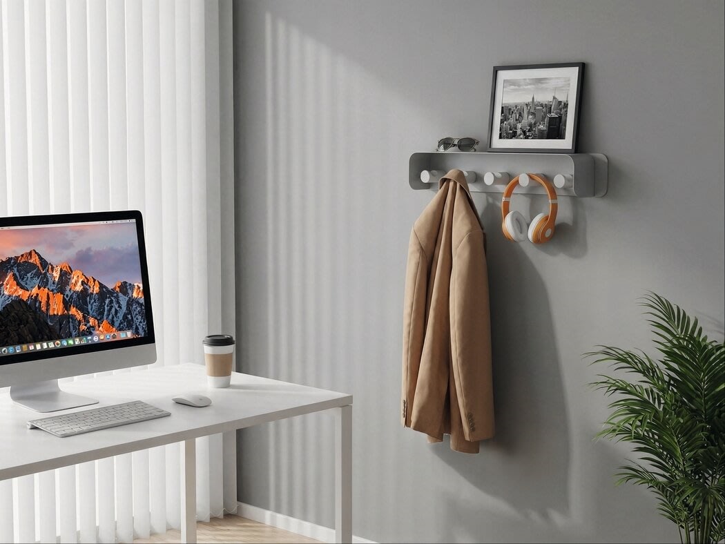 Durable Knagerække m. 5 knager DURASTORE®, grå