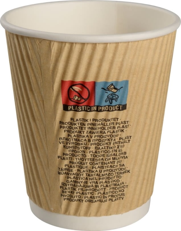 Papkrus, riflet, brun, 24 cl, 25 stk.