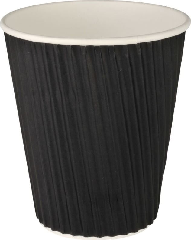 Papkrus, riflet, sort, 36 cl, 25 stk.