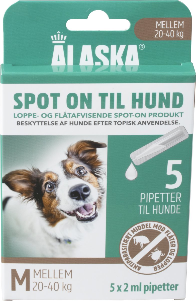 Alaska flåt- og loppemiddel, hund 20-40 kg, 5x2 ml
