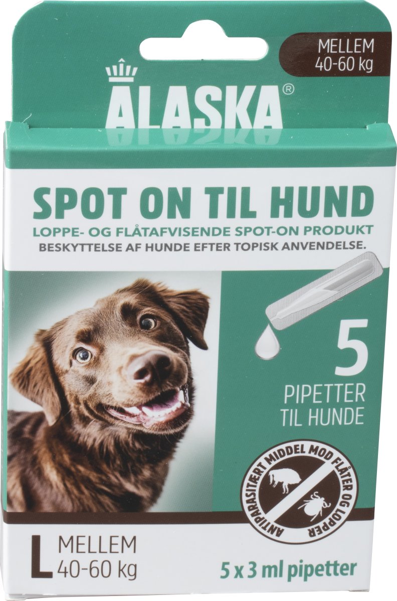 Alaska flåt- og loppemiddel, hund 40-60 kg, 5x3 ml