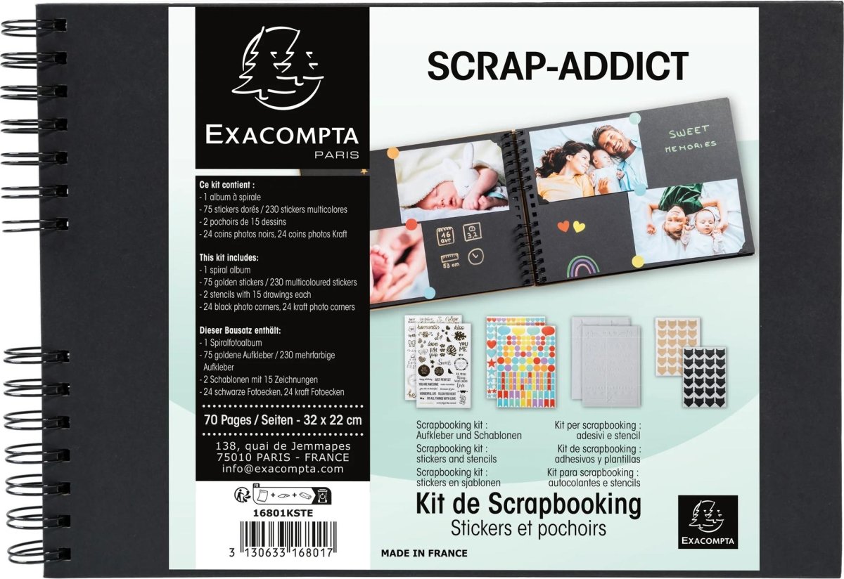 Exacompta Scrapbog, 210 fotos, sort