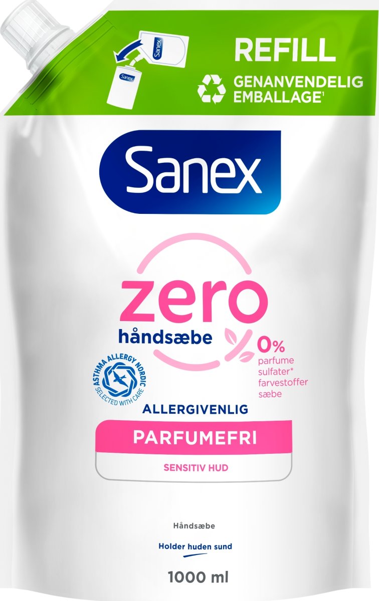 Sanex Håndsæbe refill | Zero % | 1000 ml